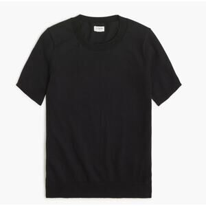 J.Crew Short-Sleeve Cotton Crewneck Sweater Tee WMNS S Black Stretch Classic Fit